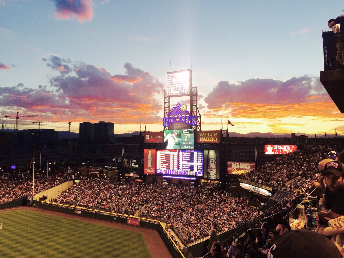 GalleryCarts's tweet photo. Looking forward to more Colorado sunsets over the Rockies starting tomorrow. Go Rockies! #OpeningDay https://t.co/BH6h7nFtr8