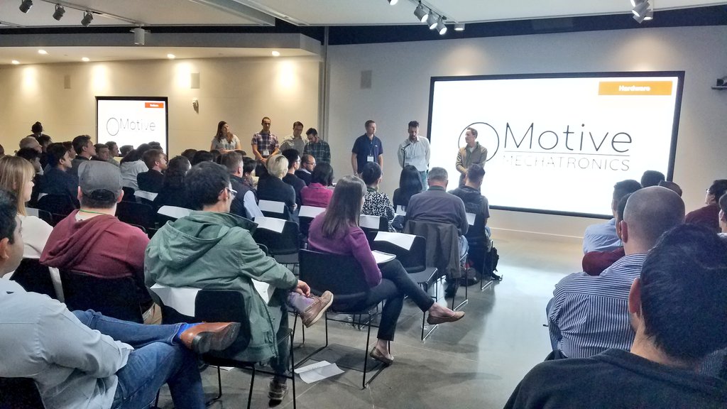 GeorgFuerlinger's tweet photo. Great pitches at @StartX Demo Day at @Ford Innovation Center Silicon Valley with @unveilevents @ClearFlameEng @KnowhereNews and more #StartXvip https://t.co/XLzbJQ7HPy