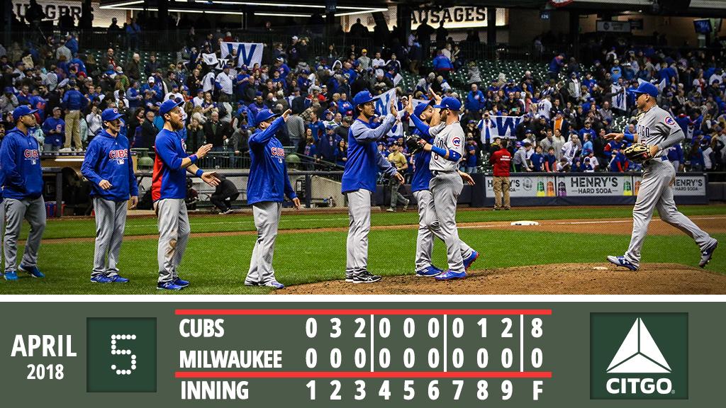 Cubs's tweet image. #Cubs offense backs @JLester34 in shutout of #Brewers.

Recap: atmlb.com/2qbhfRY #EverybodyIn