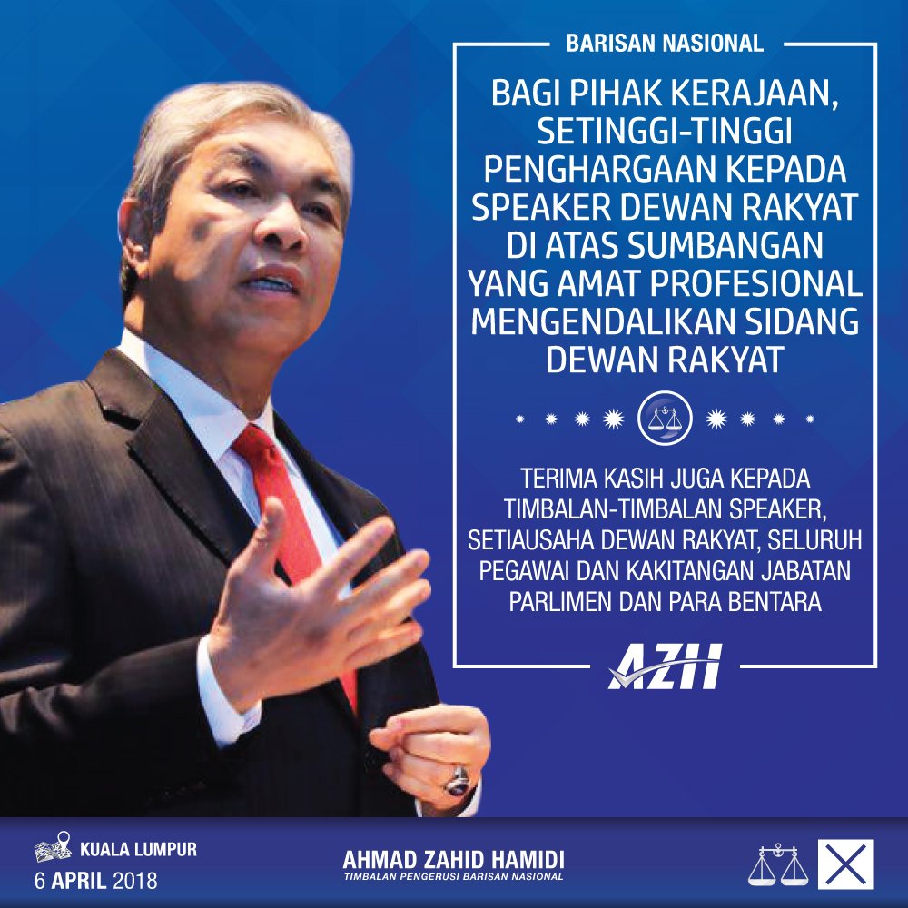 DrZahidHamidi's tweet photo. Terima kasih semua. #PRU14 #DahulukanRakyat #KitaPilihBiru https://t.co/Mg65I81hv9