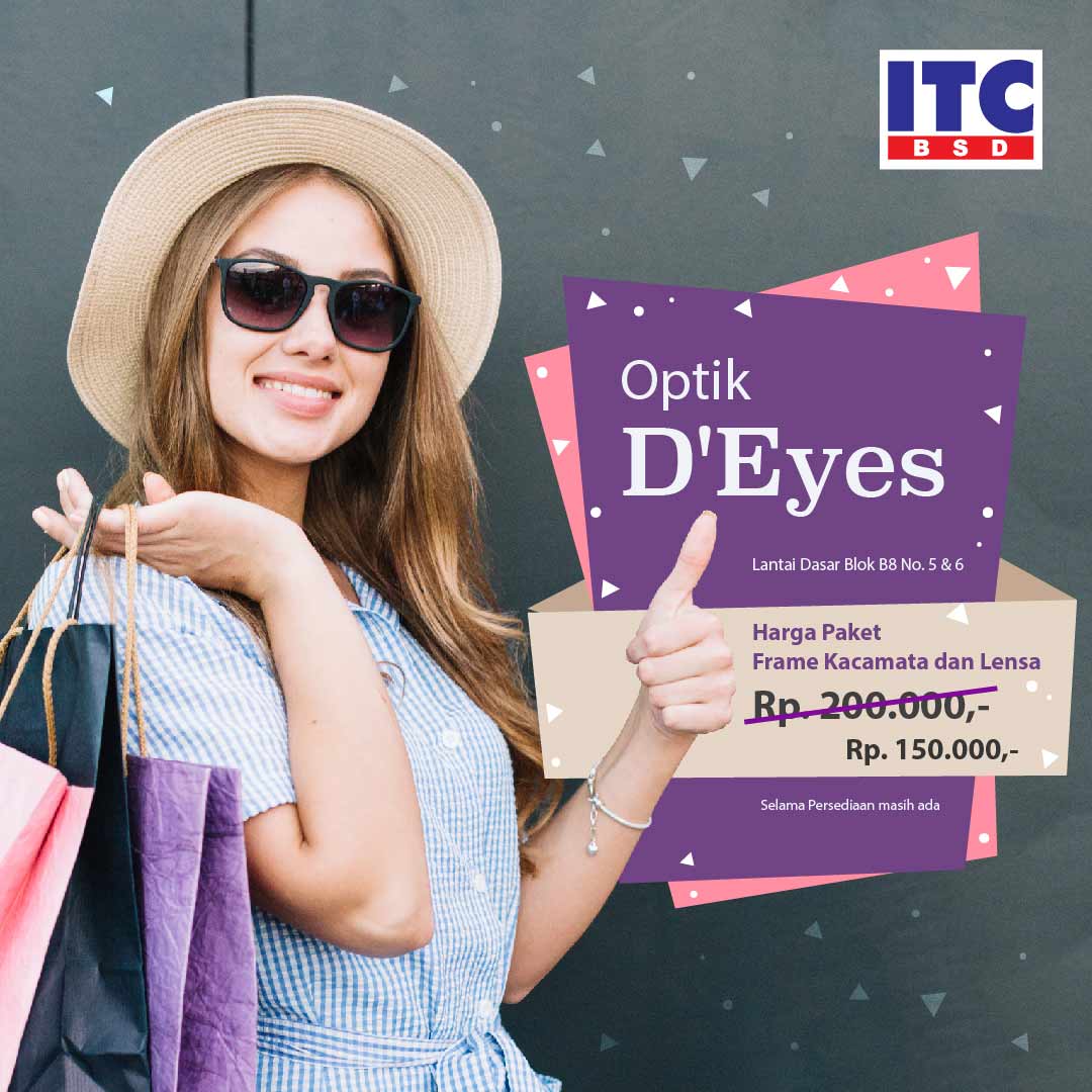 itcbsd_official's tweet photo. Paket murah hanya Rp 150.000 yang sudah termasuk frame kacamata dan lensa! Perbarui tampilan kacamata mu smart shoppers hanya di Optik D’Eyes ITC BSD Lantai Dasar Blok B8 No. 5 &amp; 6.

Info lengkapnya di https://t.co/IUe0Fbj8gm

#Fashion #Kacamata #Wanita #ITCGroup #ITCBSD #BSD https://t.co/2p9aiWHo9N