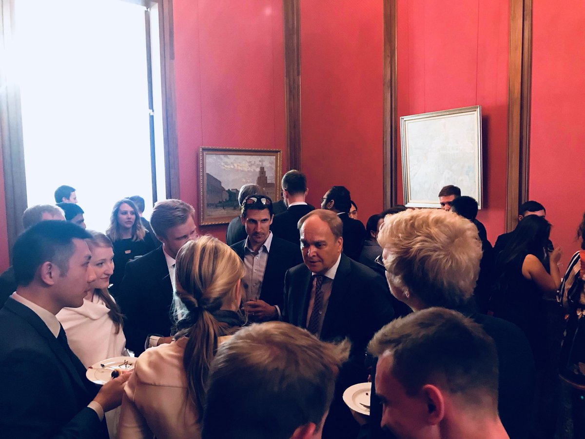 RusEmbUSA's tweet photo. Participants of @Stanford US-Russia Forum #SURF visited Russian Embassy in Washington, D.C., presented their research projects on international relations, global security, business, environment and healthcare, discussed 🇷🇺🇺🇸 relations 
📷 https://t.co/35LCSCuzjM https://t.co/57mTSZJgxX