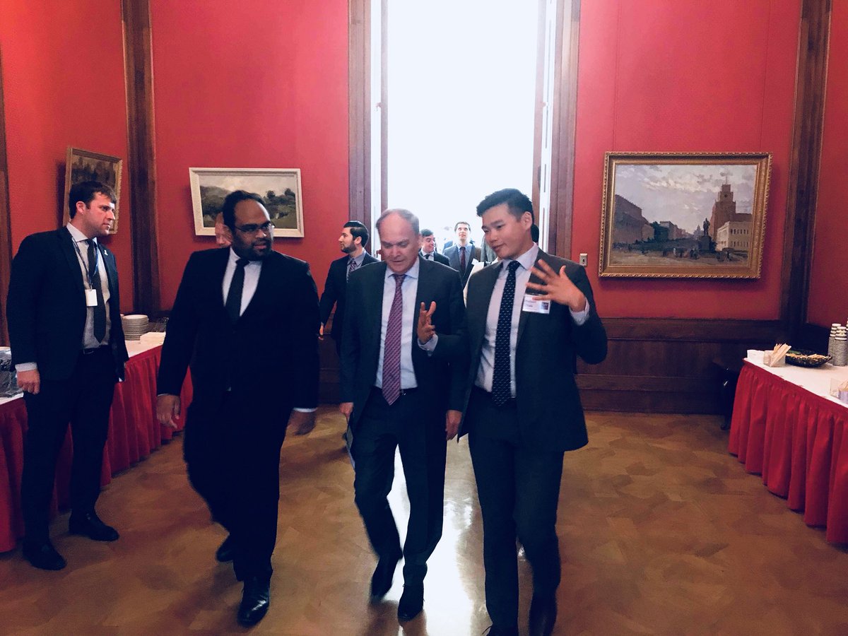 RusEmbUSA's tweet photo. Participants of @Stanford US-Russia Forum #SURF visited Russian Embassy in Washington, D.C., presented their research projects on international relations, global security, business, environment and healthcare, discussed 🇷🇺🇺🇸 relations 
📷 https://t.co/35LCSCuzjM https://t.co/57mTSZJgxX