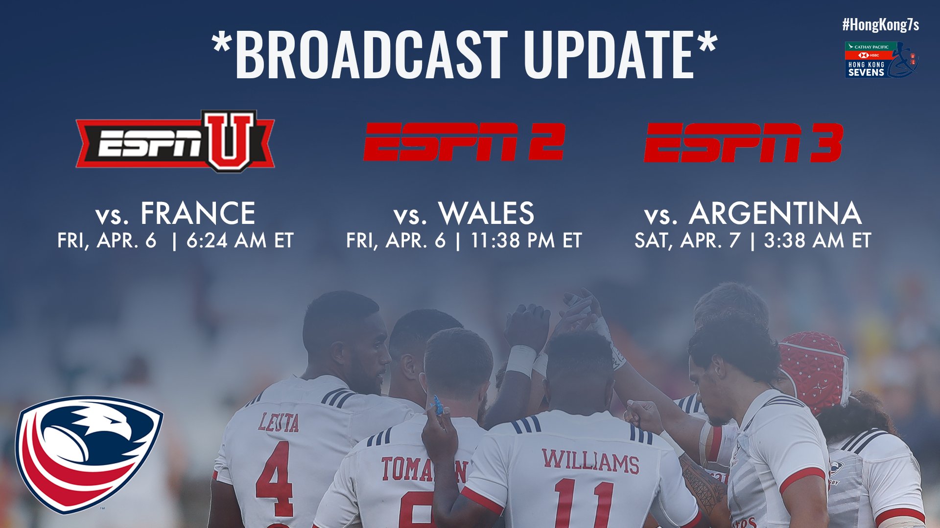 USA Rugby on Twitter "*UPDATE We'll be featured on various espn