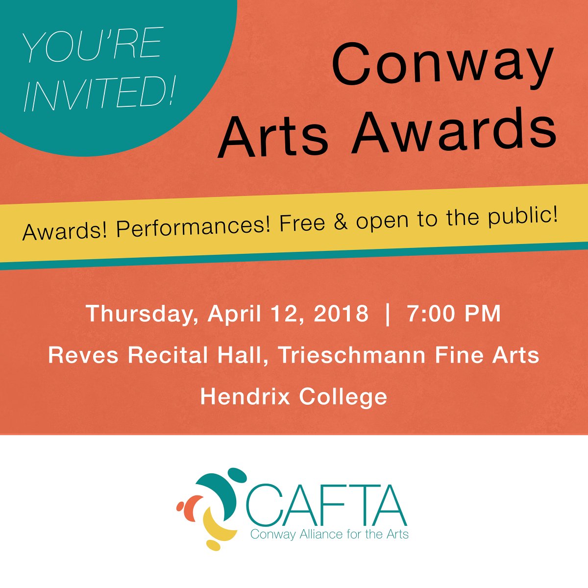 conwaycafta's tweet photo. If you're looking for something fun, free and family oriented to do this month, check out the Conway Art Awards on April 12, 2018! https://t.co/sp3qws8kcw