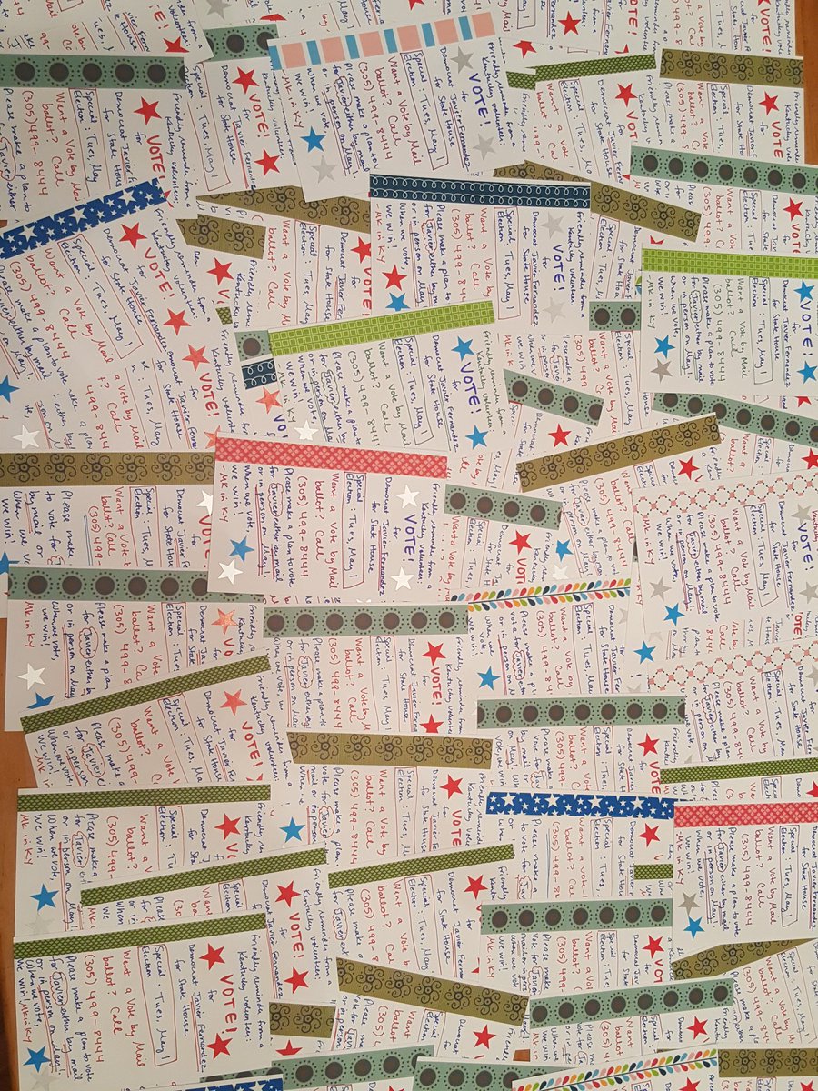 scrambled_prof's tweet photo. Somewhere in this is my 5000th #PostcardsToVoters card. Excited to send a batch to FL to support Javier Fernandez! @Javierfor114 https://t.co/uh4ySg47ne