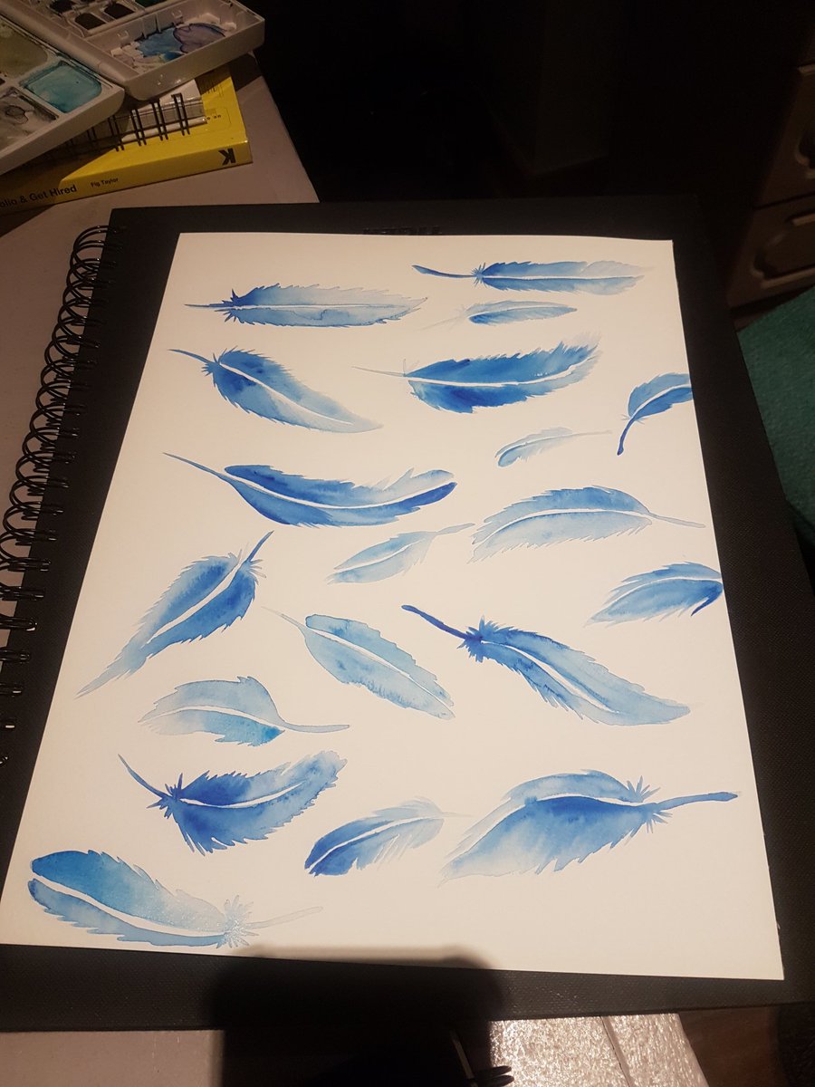 smith_m_james's tweet image. Bit of late night watercolour painting with feathers. #painting #watercolour #art