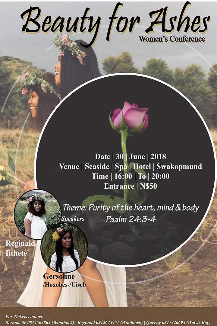 IgniteNamibia's tweet photo. Calling all women from all walks of life especially those in our coastal towns , to join us on the 30 June for a moment in the presence of our Father, has he loves on us with truth concerning purity of our Hearts, mind and body. Get your tickets from the numbers below. https://t.co/e9RfLnzjtr