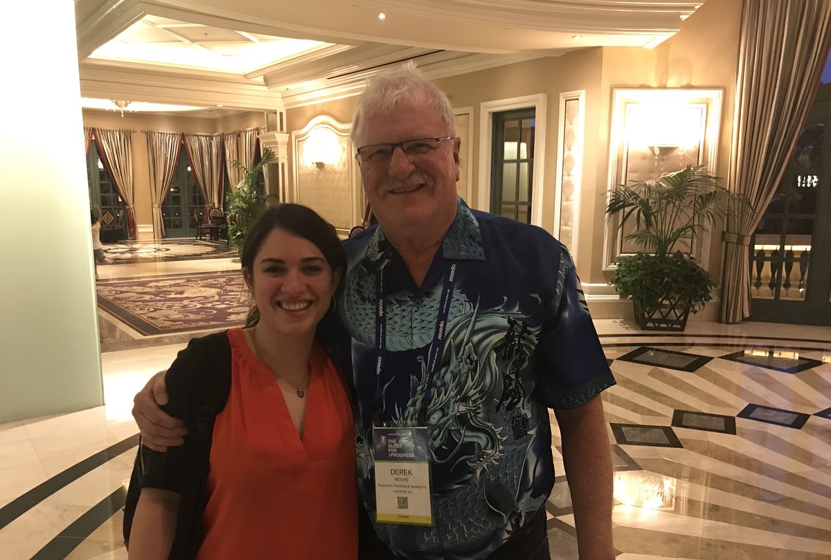 SarahCimarusti's tweet photo. A little star struck tonight. Derek Moore was one of the first people I ever interviewed. #uponor2018 https://t.co/YEeW6nsAET