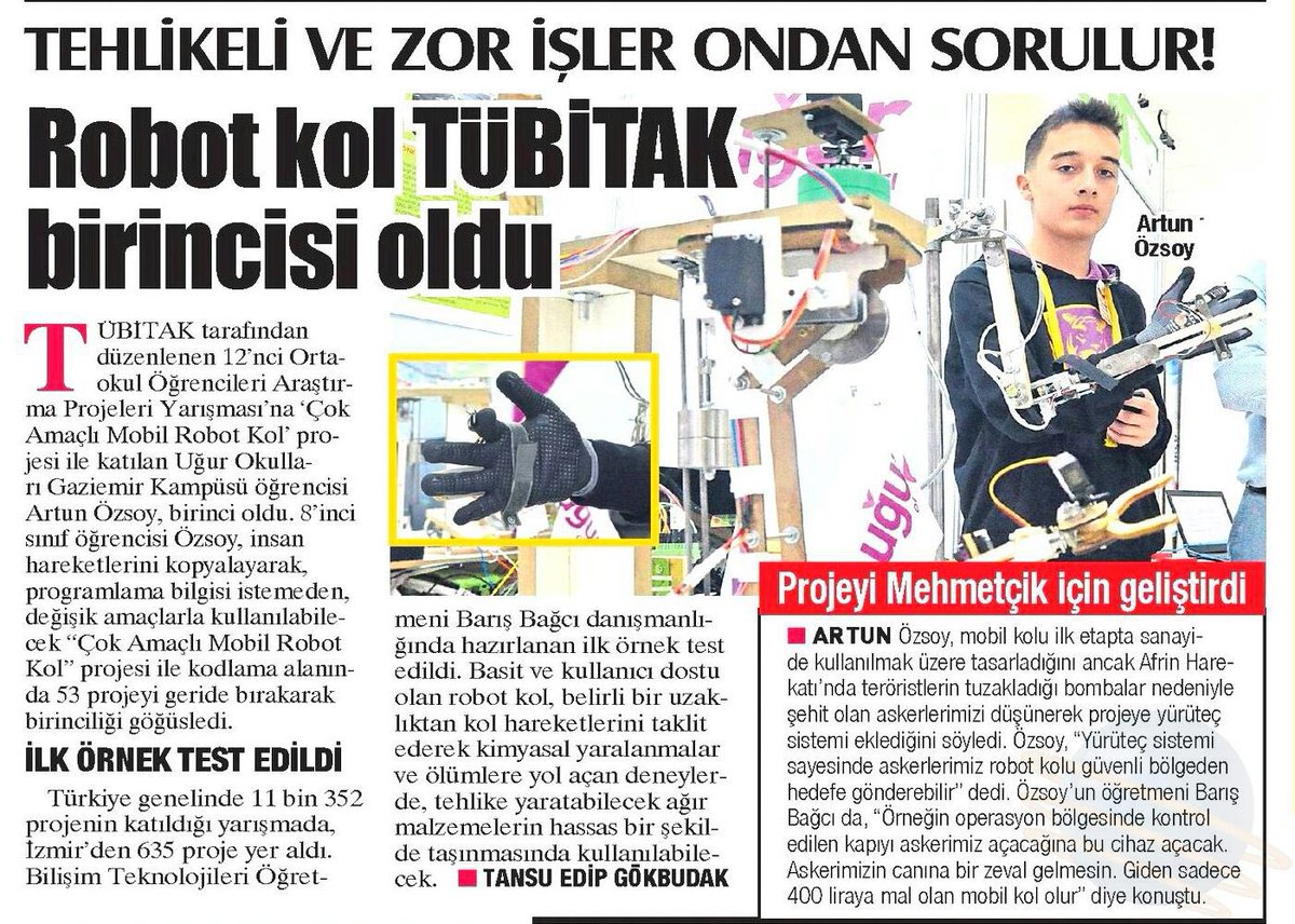 UOGaziemir's tweet photo. Uğur Okulları Gaziemir Kampüsü Ortaokul öğrencimiz Artun Özsoy’un TÜBİTAK başarısı ulusal basında!! 🗞🏆📣🐞 #UğurluOlmak 💜 https://t.co/2Pl2GmjSOP