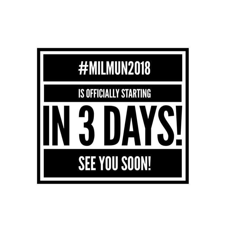 milmun's tweet photo. Fellow delegates,
Welcome on board!
#MILMUN2018 is officially finally coming! Only three days left since the beginning of the conference.
We are so excited, what about you? 
Pack your bags, get ready and join us in Milan! 
See you there ;) https://t.co/qVOENuE7j0