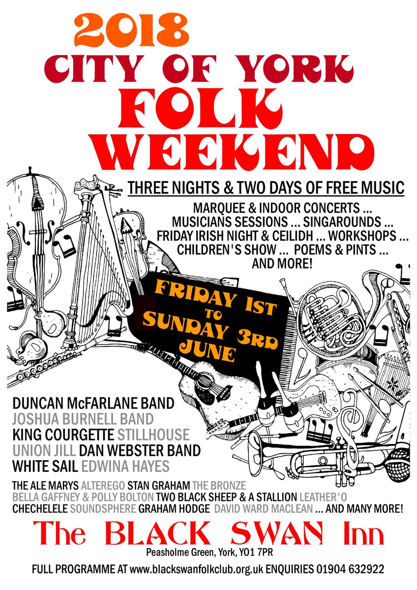 King_Courgette's tweet photo. Looking forward to playing the @blackswanyork Folk Weekend. We're playing Sunday June 3rd (9pm) but strongly suggest you attend the entire three days. @York_Gigs @blackswanfolkie https://t.co/qxeglIwBH9