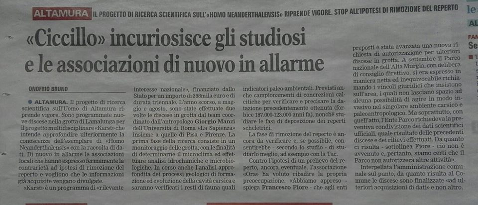 Uomo di Altamura: nuovo allarme.