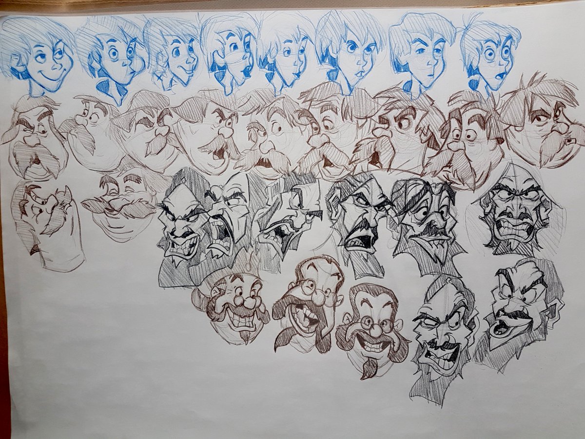 TexasOlsson's tweet photo. I’ve never been much for posting stuff on social media but I guess it is time to get some of my work out there. This is a page of head studies for one of my classes at Artcenter.  #Disney #Anastasia #Swordinthestone #headstudies #Artcenter #facialexpressions #Drawing #Artist https://t.co/WelbF8NEmC