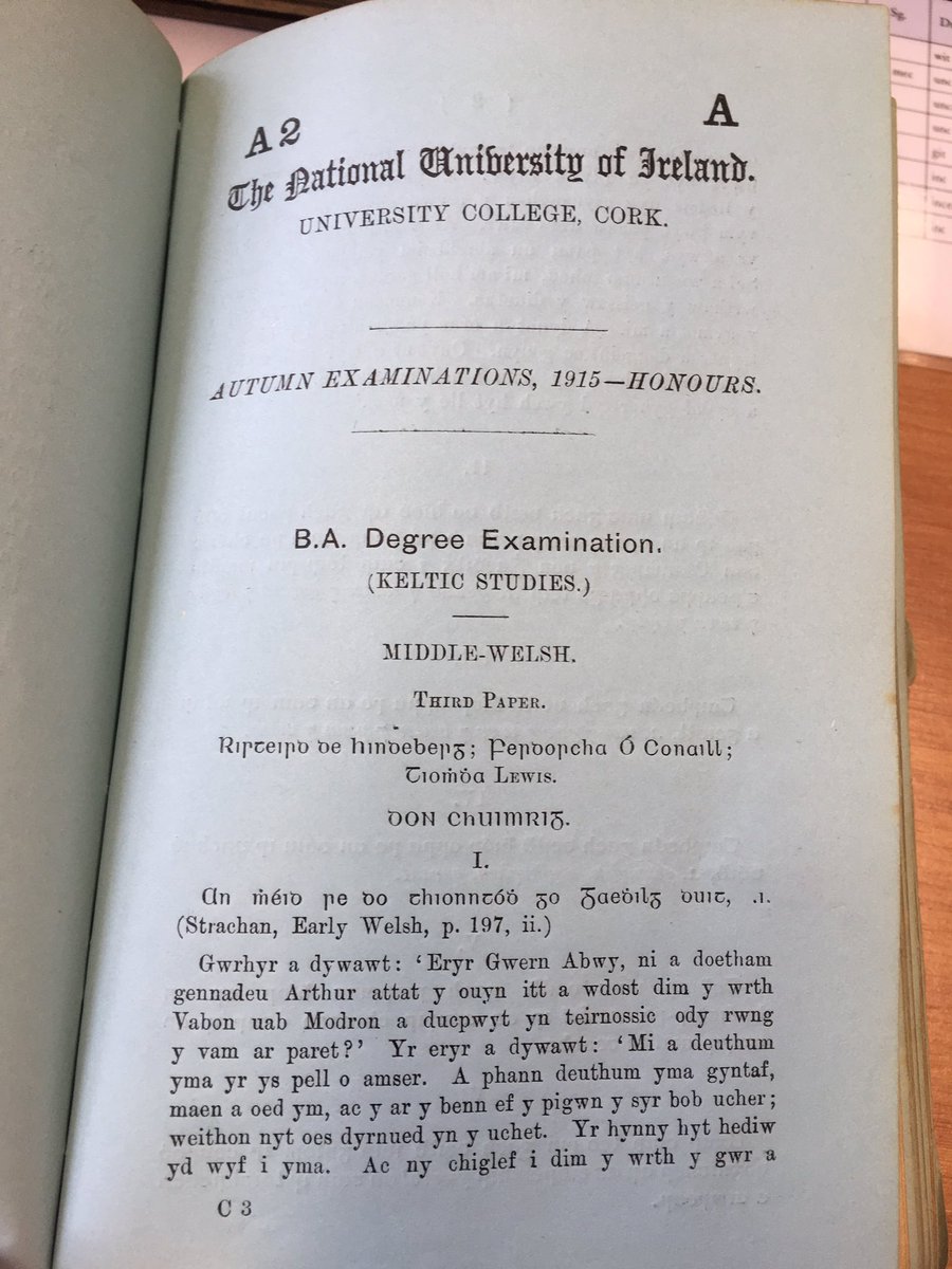 niamhnine's tweet photo. And the #MiddleWelsh exam from 1915! https://t.co/rl2OuuyVcK
