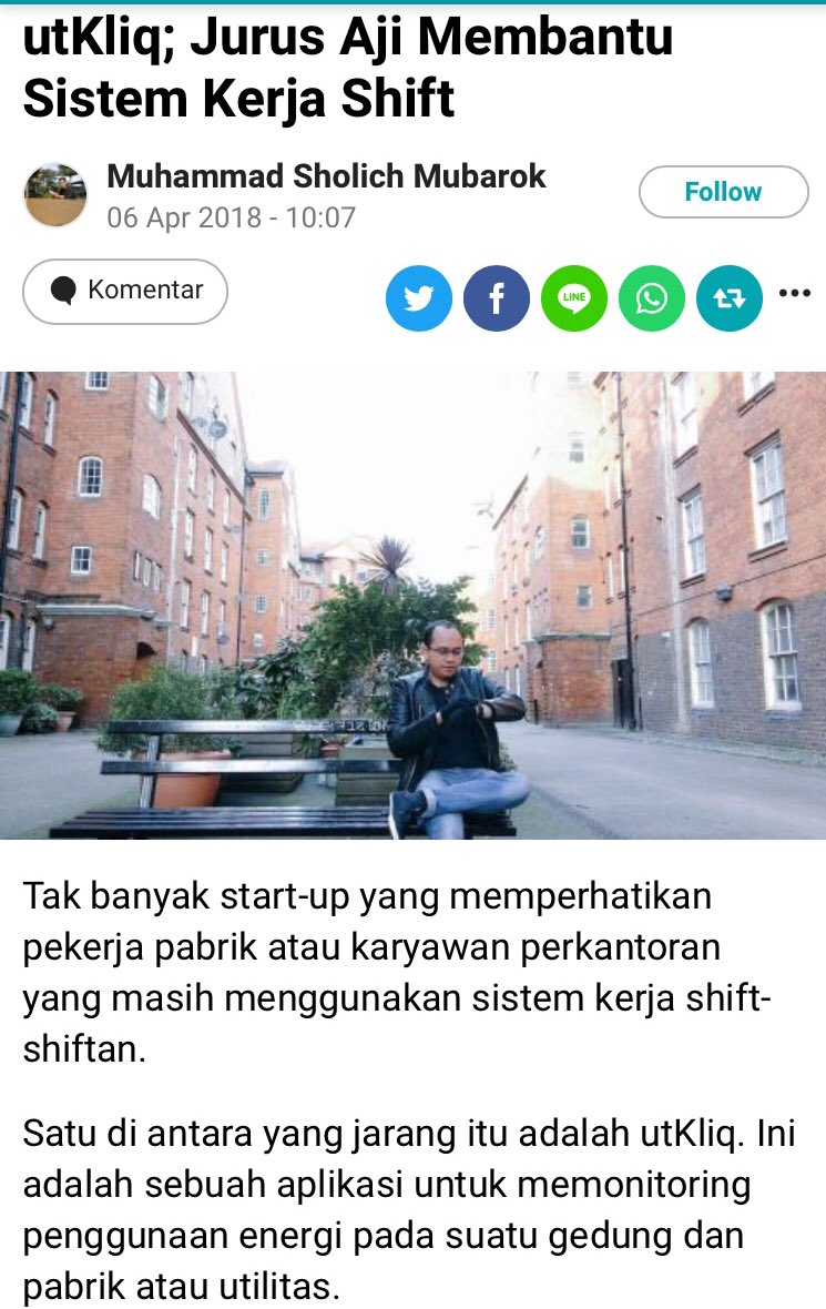 JavaAutomation's tweet image. utKliq ; Jurus Aji @BungAji Membantu Sistem Kerja Shift 

&quot;Ini bisa memantau atau monitoring mesin-mesin pabrik secara real time. Hal ini dapat men-support efisiensi pabrik,&quot; kata co-founder utKliq, Aji Teguh

Via @kumparan kumparan.com/muhammad-sholi… 

#Startup #javatech #IoT