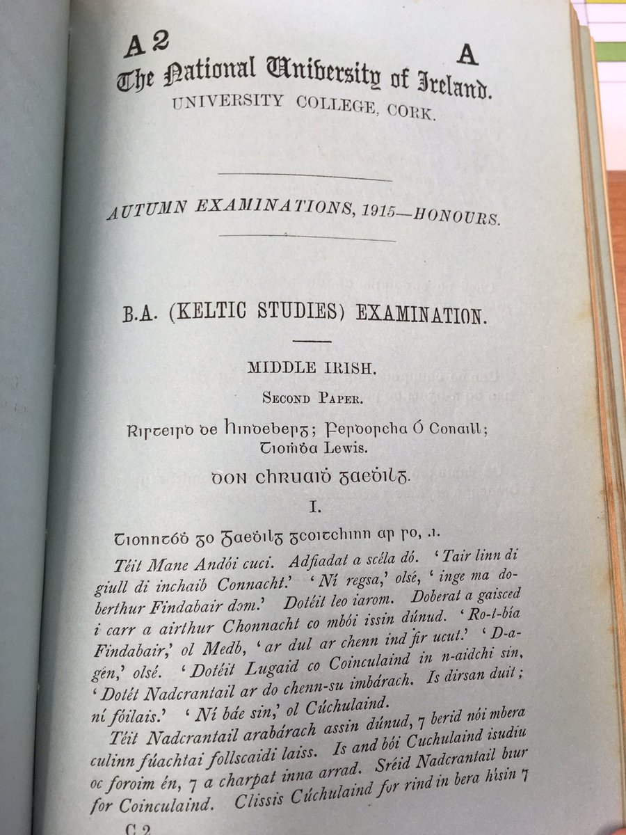 niamhnine's tweet photo. And #OldIrish #MiddleIrish and #ModernIrish from #UCC 1915 #exams - look how beautiful that script is! ❤️ https://t.co/xwYj2phskJ