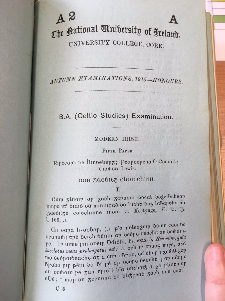 niamhnine's tweet photo. And #OldIrish #MiddleIrish and #ModernIrish from #UCC 1915 #exams - look how beautiful that script is! ❤️ https://t.co/xwYj2phskJ
