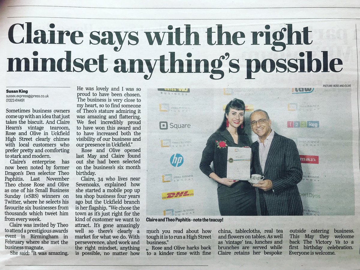 We are so proud to have made page 2 of the Sussex Express newspaper today with our <a href="/TheoPaphitis/">Theo Paphitis</a> #SBS win! And that headline? The truest thing ever! 💪🏻