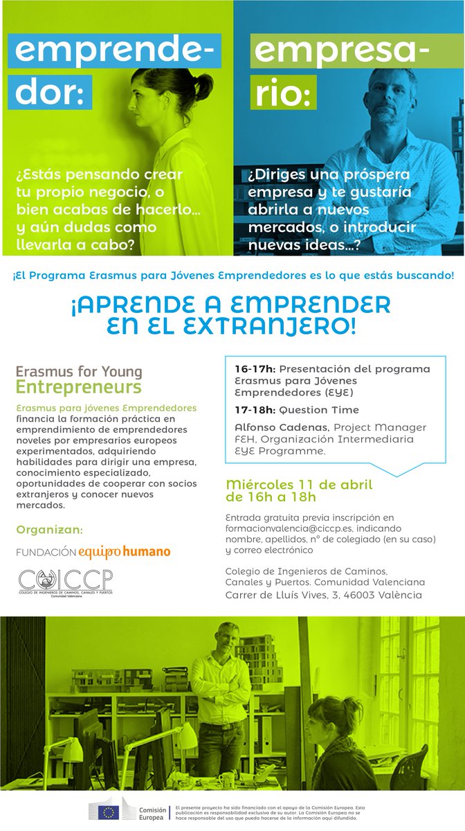 FEquipoHumano's tweet photo. ¿Quieres disfrutar de una experiencia emprendedora en el extranjero? ¿Te planteas emprender o ya lo has hecho recientemente? 🔜 El próximo 11 de abril nuestro project manager @acadenascanamas estará en el @Colegiocaminos de Valencia hablando sobre @EYEprogramme ¡Te esperamos! https://t.co/YjO8vD13km