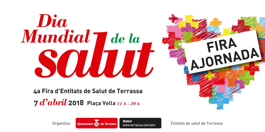ajterrassa's tweet photo. Avís: A causa de la previsió de pluja per demà dissabte, s'ajorna la 4a Fira d'Entitats de salut de #Terrassa https://t.co/PkkKAPlnba