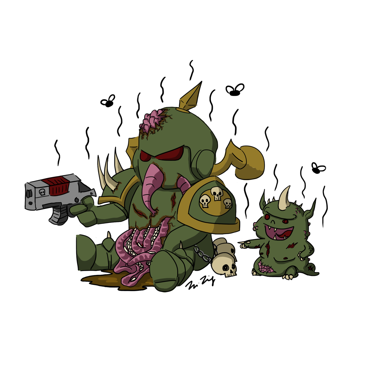 heyoomimi's tweet photo. Just finished a piece for @Jon8112 #warhammer40k #plaguemarines #nurgling #fanart #chibi #digitalpainting #illustration https://t.co/N4SveWIY9h