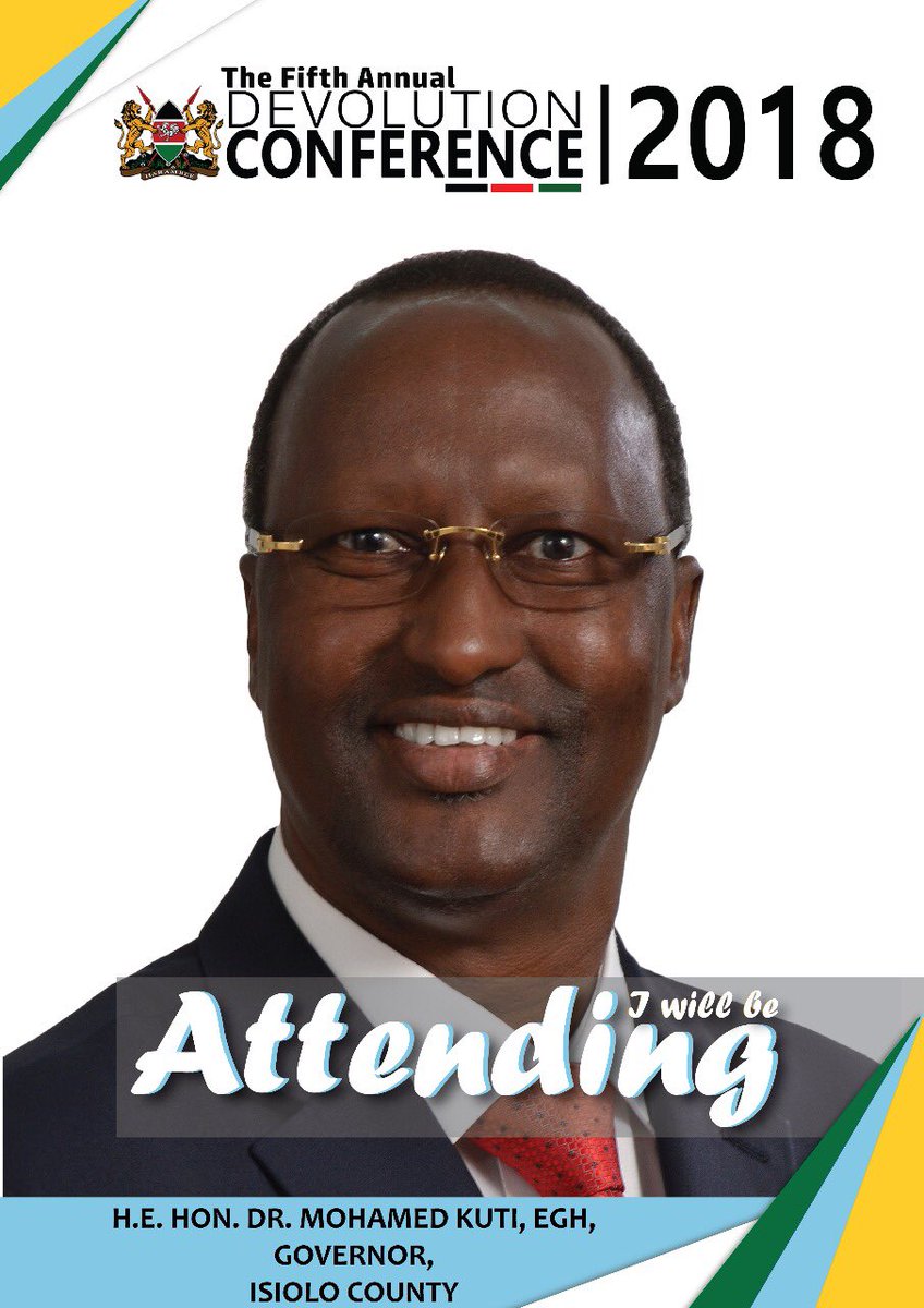 KenyaGovernors's tweet photo. "Provision of quality healthcare services to all members of public remains a top priority for my administration and as the Chairman, Health Committee at @KenyaGovernors I have a duty to lead by example"
Isiolo County will be attending @Governorkuti #DevCon2018 https://t.co/bJT6hq7zt2
