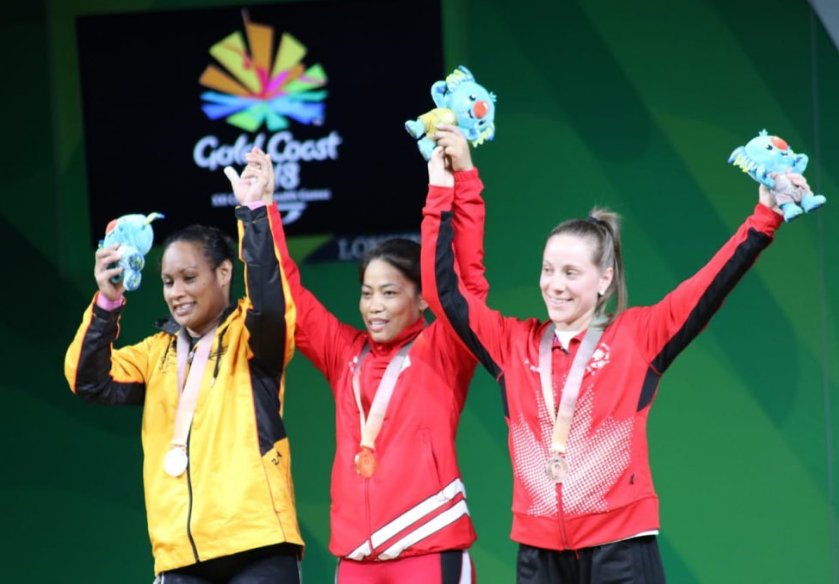 iVOOMiEnergy's tweet photo. Another one in the bag!
#SanjitaChanu stands tall after winning the 2nd gold medal for India!
#GCWeightLifting2018 # CommonwealthGames2018 #PoweredByValue https://t.co/tv7uQwt00Y