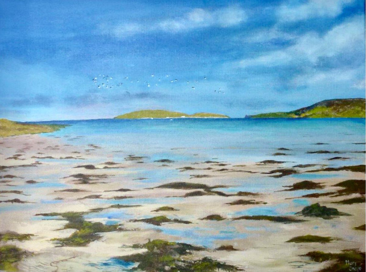 A bright colourful and cheering view of Orkney by Mary Snape who is in the gallery today <a href="/cumbriaoldrural/">old cumbria</a> #Orkney #springishere #Scotland