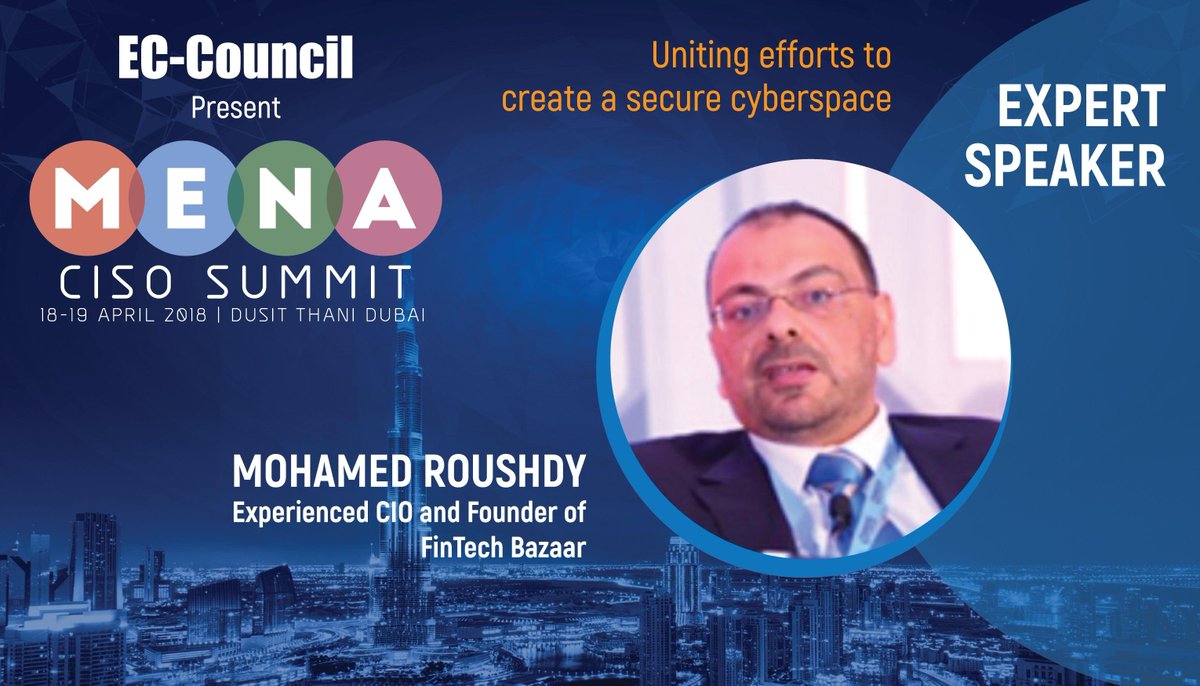 ECCOUNCIL's tweet photo. The Middle East and Africa (MEA) #cybersecurity market forecast to reach $34.6 billion by 2023!EC-Council's MENA CISO Summit is designed to answer several questions that you may have on securing your business. Register now: https://t.co/CwPg7wBSMt
#MENACISOSummit #MENASecurity https://t.co/xt4GCS6syi