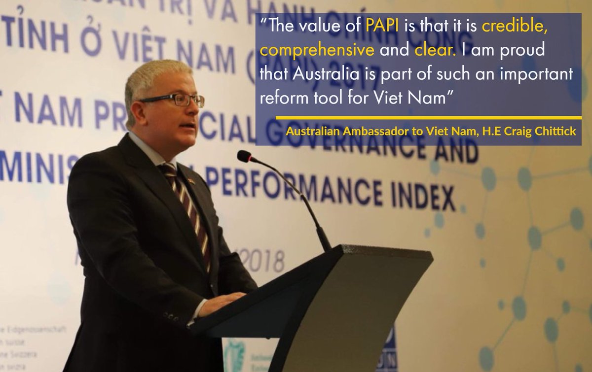 WiesenC's tweet photo. Great thanks for the committed support & encouraging words from @AusAmbVN at #PAPI2017 launch. Indeed, #PAPIvn evolving & becoming an effective tool 4 local government to improve services 4 citizens across all provinces in #Vietnam. See full report here: https://t.co/5oZ87VPZwO https://t.co/jN2gNLcuqC
