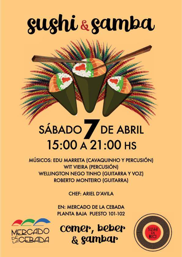 sushienbici's tweet photo. Mañana es día de fiesta, samba de la mejor calidad,  cócteles muy frescos y nuestro sushi para animar la tarde del sábado! https://t.co/4k7SI4AHz2