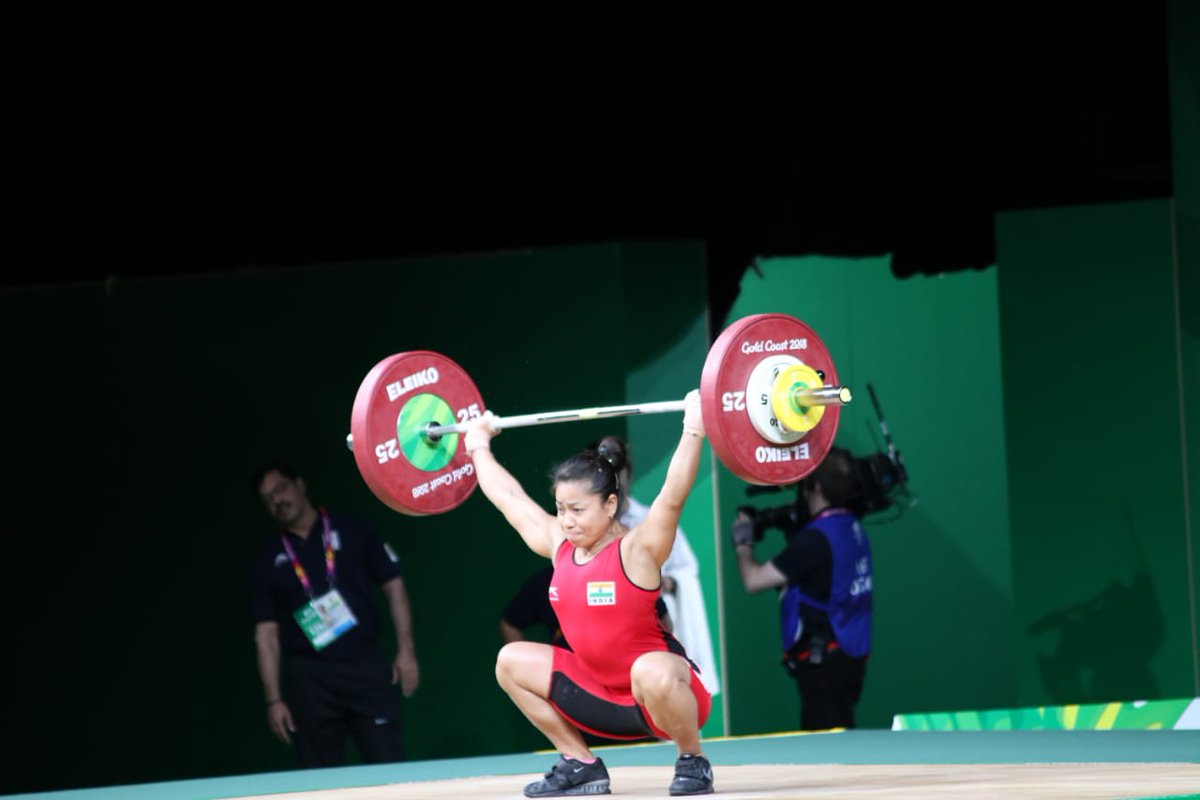 Official_ASIDM's tweet photo. The second Gold for India! Congratulations to K Sanjita Chanu on winning the Gold Medal in the Women’s 53 kg weightlifting event. The nation is overjoyed by this exemplary performance #GC2018  @GC2018 https://t.co/bdFqoWUaJP