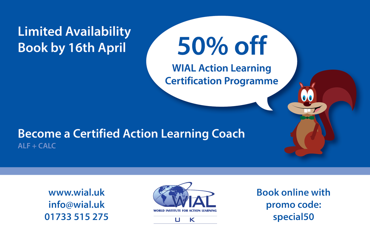 Offer extended! 50% continues! Book online by 16th April for Action Learning Foundations + CALC Certification Program in London (5 days) from 30th April - 4th May. Find out more here: goo.gl/tMRVwD #actionlearning #problemSolving #FridayMotivation #fridayfeelings
