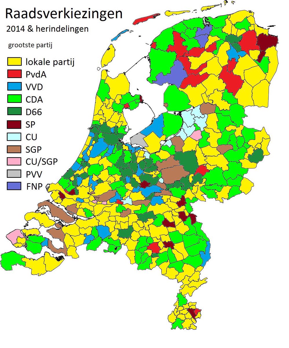 Grootste partij bij de raadsverkiezingen
Eerste foto 2018, lokale partij lila
Tweede 2014, lokale partij geel
Van <a href="/Jossedevoogd/">Josse de Voogd</a>