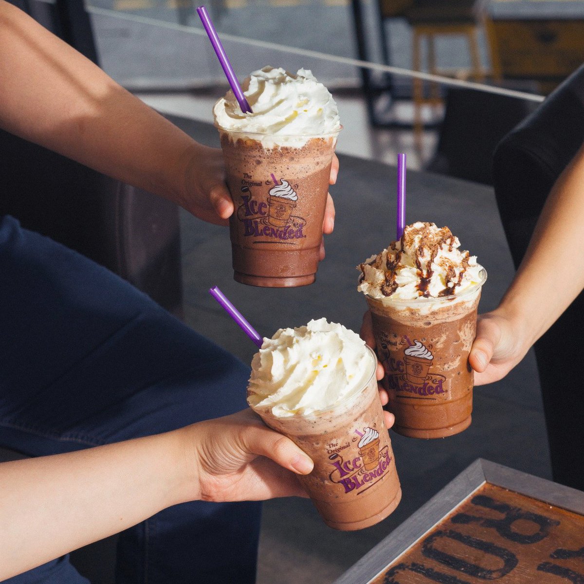 cbtlph's tweet photo. The Ultimate Ice Blended® Trio has been flying off of our baristas’ hands! Grab it while you still can at the nearest The Coffee Bean &amp; Tea Leaf® store near you today. #CBTLph #TheUltimateChip https://t.co/Xd1uUg1EI5