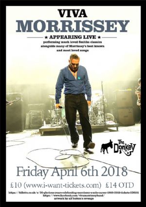 Leicismore's tweet photo. TONIGHT (6th) - @TheDonkeyLeic - @Viva__Morrissey w/ a 6 piece 90 minute live set including Morrissey's best known and most loved solo material alongside many of the classic Smiths songs. Tickets > https://t.co/xE11tHpppD https://t.co/pNJ0RgbhSq