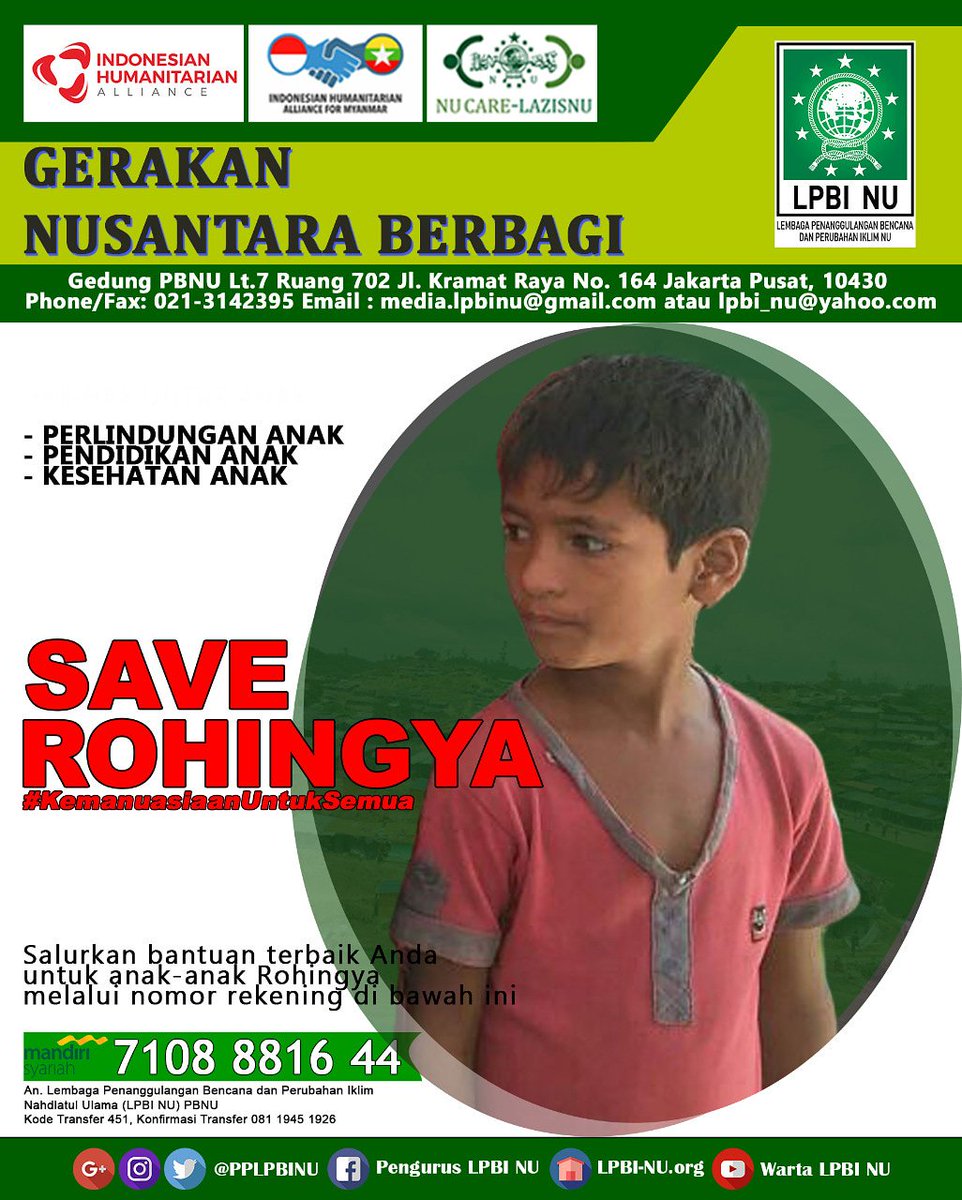 Salah satu hak dasar anak adalah hak tumbuh-kembang. Anak-anak usia 0-17 tahun mendapat ruang terbuka utk mengembangakan diri, mendapat pendidikan layak, dan ketersediaan area bermain. Ayo Bantu Anak-anak Rohingya #SaveRohingya #KemanusiaanuntukSemua #JumatBerkah
