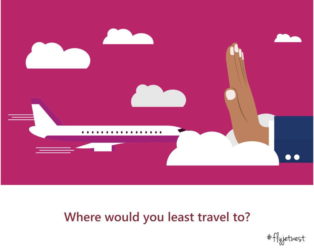 fly_jetwest's tweet photo. Thank God It’s F.L.Y.D.A.Y. Where would you least like to travel to? - #FlyjetWest https://t.co/lovohzDdzd