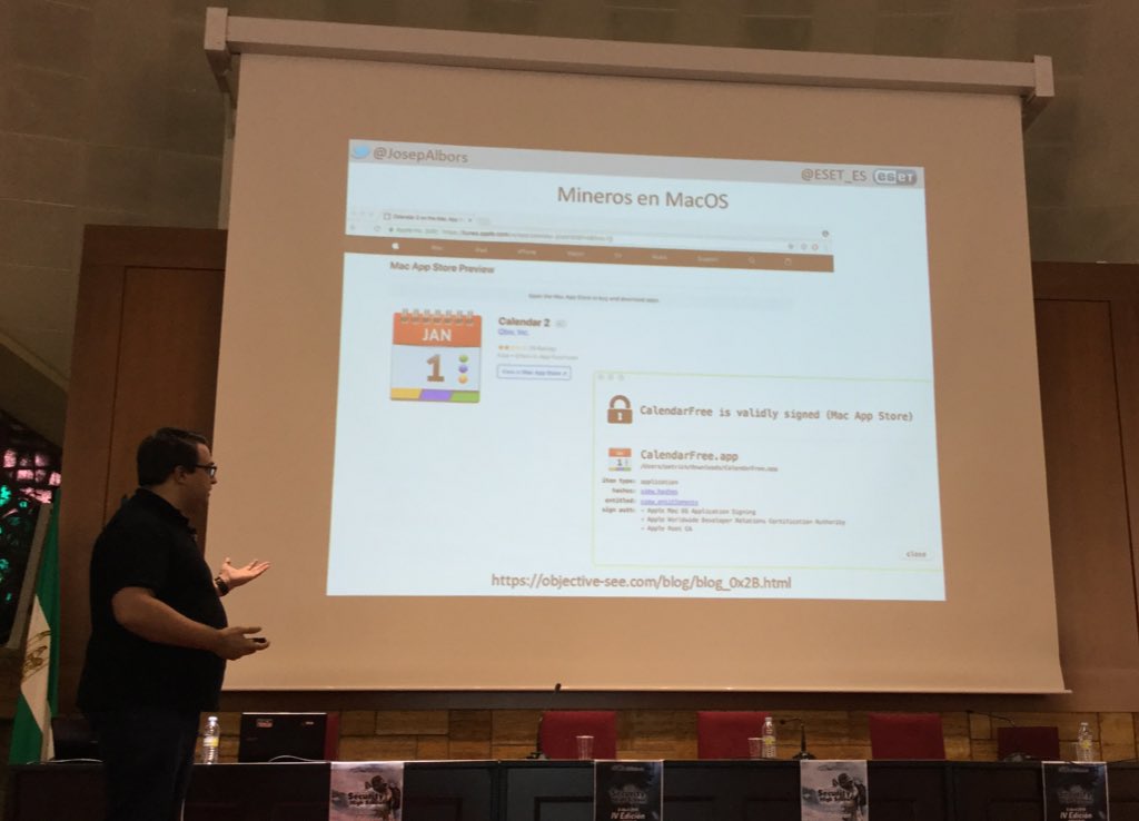 oJurado1010's tweet photo. También hay #malware de #minado en #MacOS tal y como nos cuenta @JosepAlbors en #SHS2k18 🖥⛏😰 https://t.co/1yc8eDy2M0