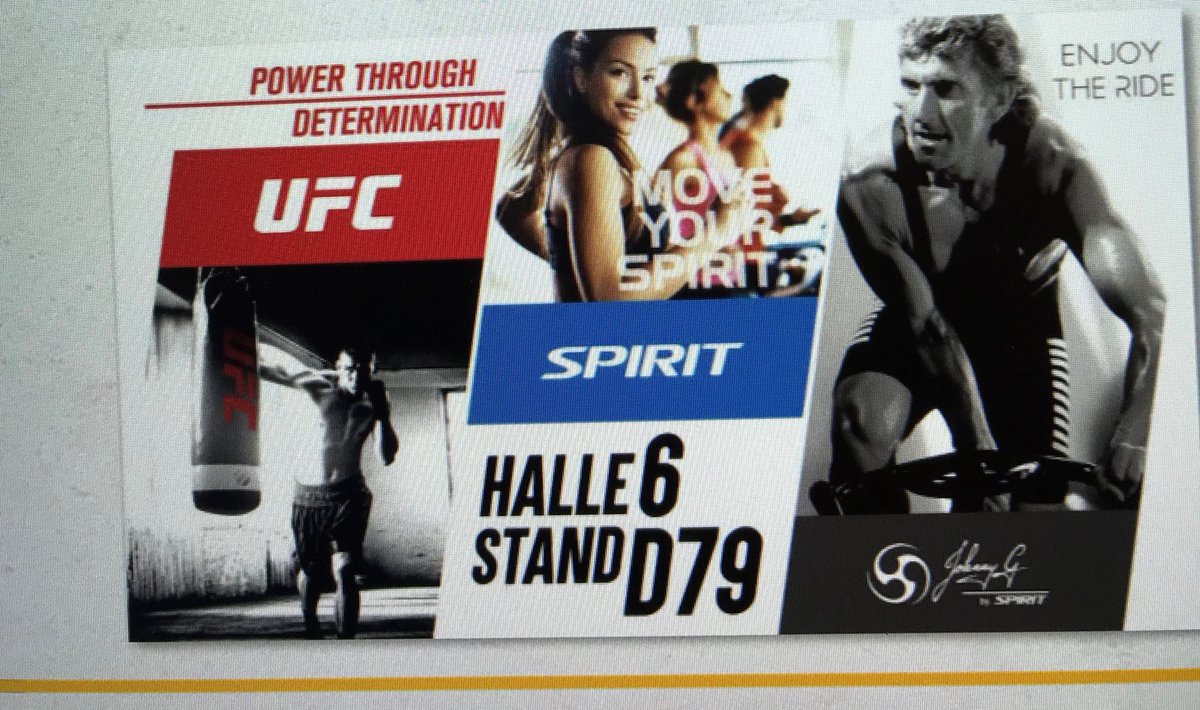 DJ_Hughes46's tweet photo. Following on from the incredible success at IHRSA, we are now ready to exhibit our superb Spirit, UFC and Johnny G products at FIBO.
Please visit us in Hall 6, Stand D79 #ufc, #johnnygspiritbike, #dyaco
If you would like to arrange a meeting, please message me. https://t.co/F7kSa3kKTk