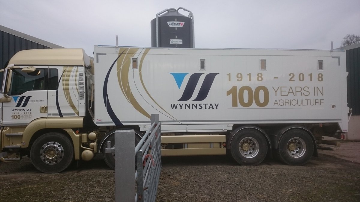 Wynnstays new gold lorry delivering another load of Clarencefield court feed # collinson