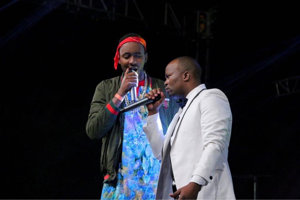 LilKoima's tweet photo. Arguably two of the most celebrated MERU Comedians. MC Jessy and Jasper Murume #TwendeMERU #OneLaughTour

#GreenGoldEdition https://t.co/xHFppcw43S