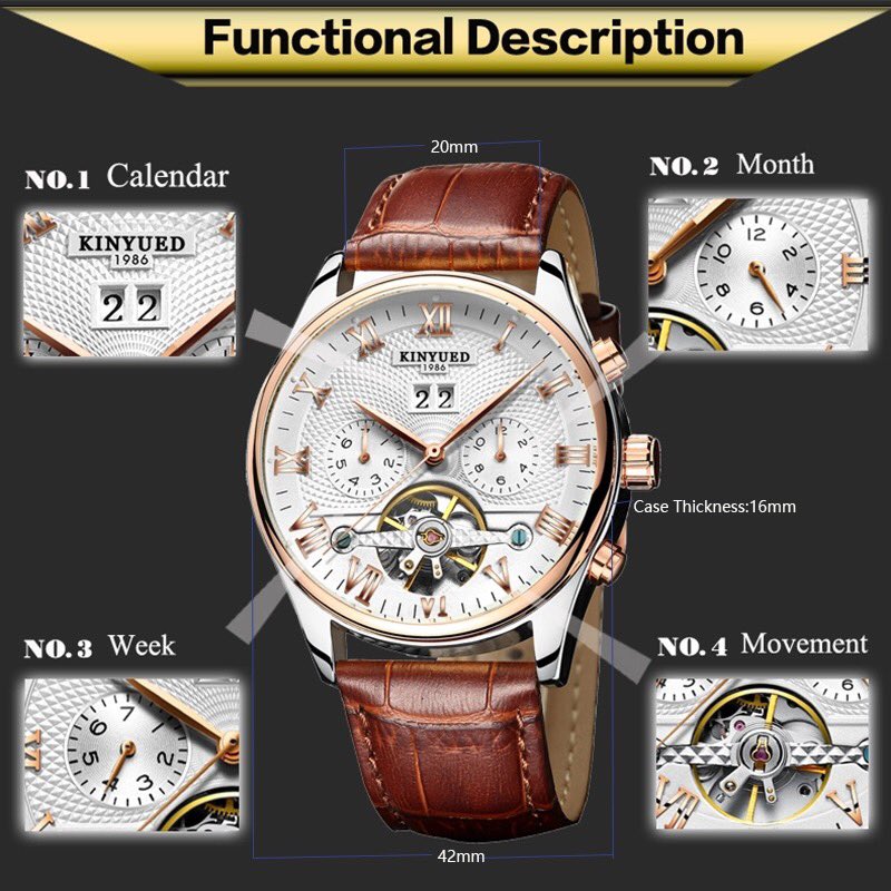 CollectionsAce's tweet photo. KINYUED Skeleton Tourbillon Mechanical Watch Men Automatic Classic Rose Gold Leather Mechanical Wrist Watches Reloj Hombre 2017
Price: 18,000
Available in black strap
#collectionsace https://t.co/h00UA3t1pz