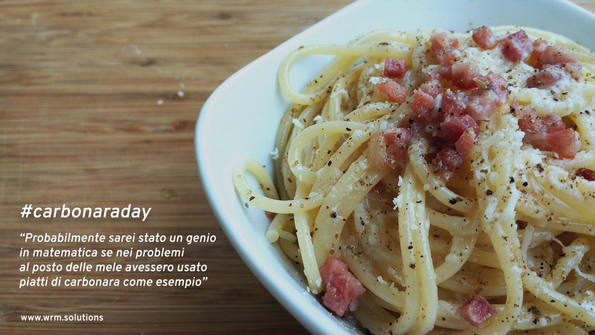 WRMsolutions's tweet photo. La felicità deve somigliare almeno un pò alla carbonara!
#CarbonaraDay #pasta #welovepasta #foodporn #WRMsolutions https://t.co/F2sSIY1PmC
