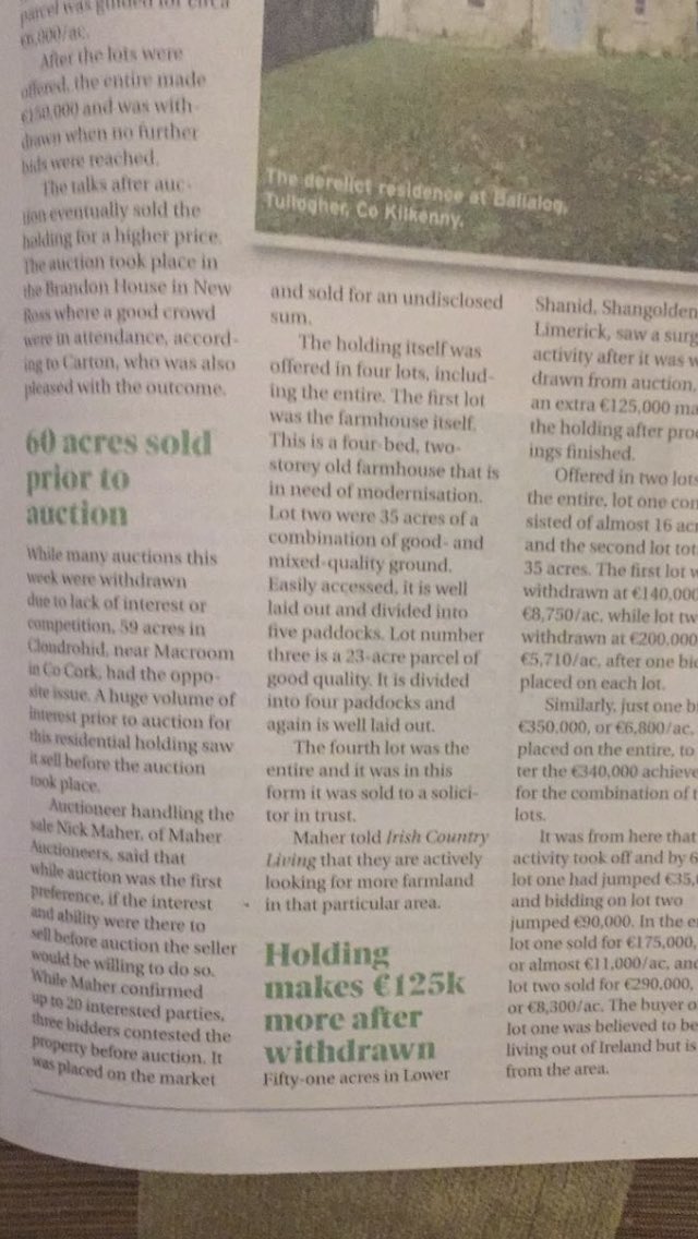 Maherauctioneer's tweet photo. Great to feature in this weeks @farmersjournal again #landsold https://t.co/pRXNKGqrvt