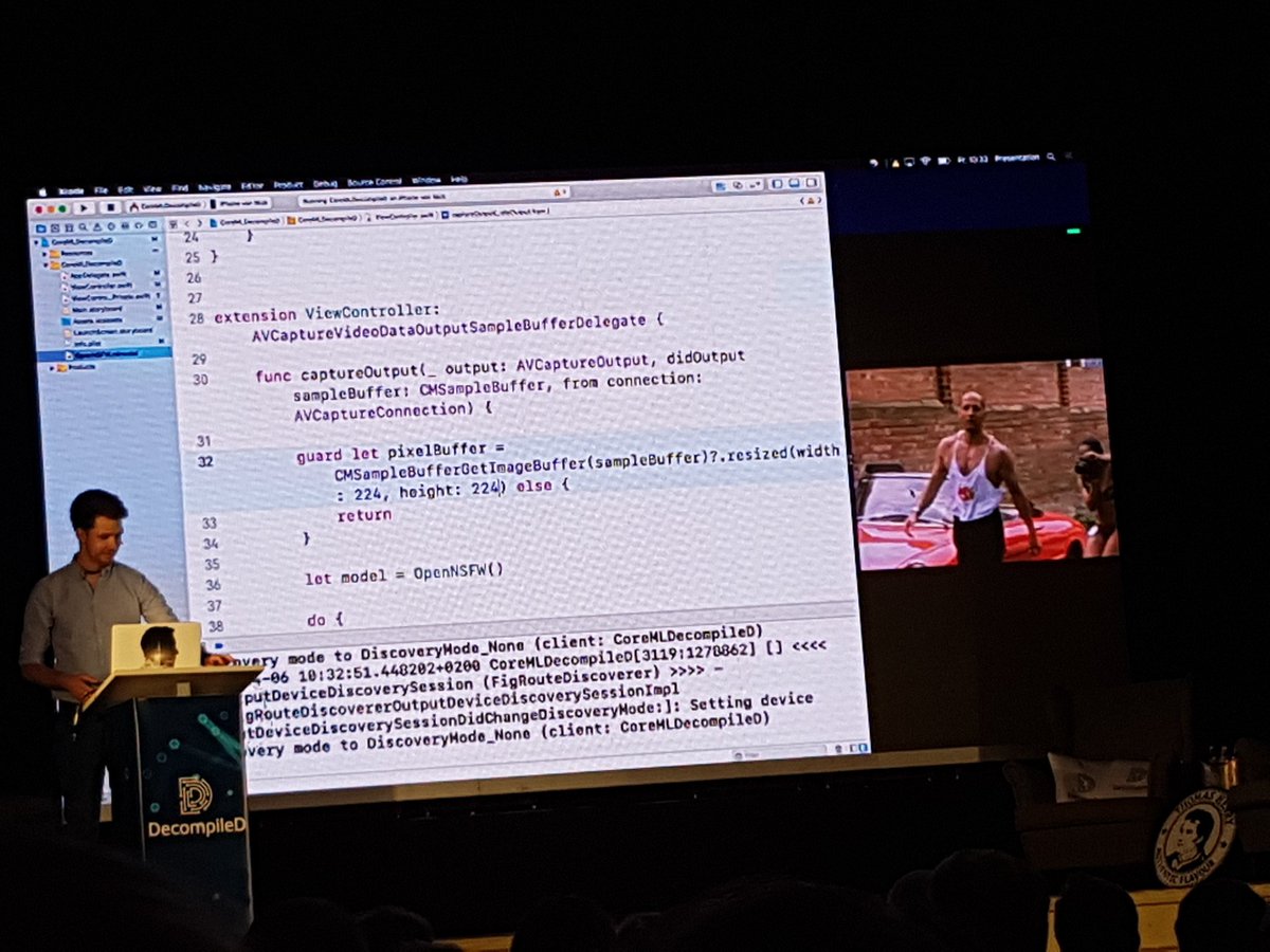 SQL_Projekt_AG's tweet photo. #Lovoo shows demo on #iOS device to detect inappropriate content in video chat using #CoreML

If the trained model identify such content, then you get to see and hear #RightSaidFred "I'm too sexy"

#OpenNSFW @aBsoluteh3ike #decompiled18 https://t.co/wCvKoKDGpF