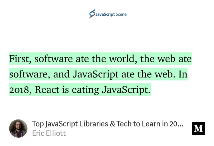 “Top JavaScript Libraries &amp;amp; Tech to Learn in 2018” — <a href="/_ericelliott/">_ericelliott</a> medium.com/javascript-sce…