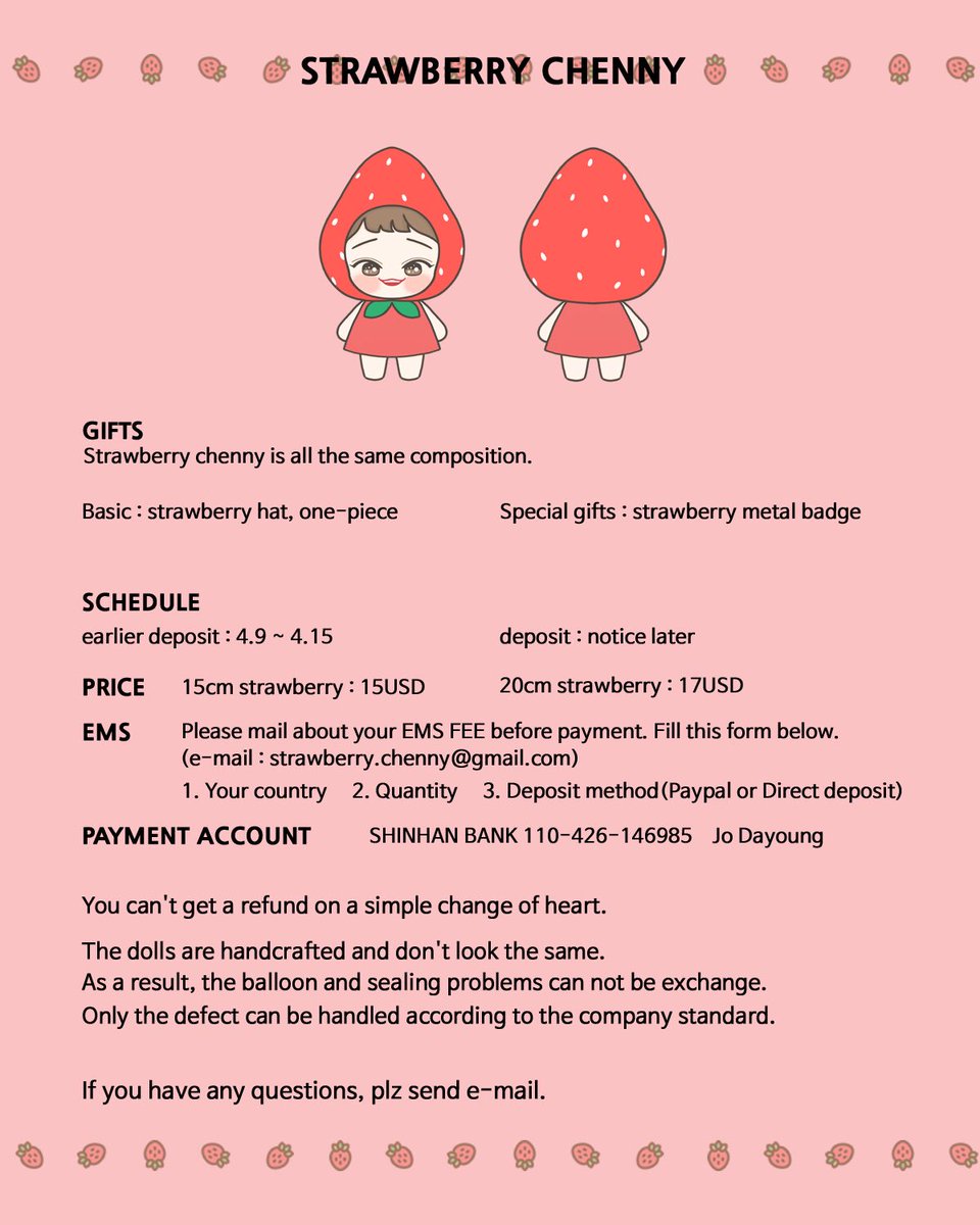 strawberry21_9's tweet photo. 🍓말많은 김딸기의 딸기스러운 공지🍓

❗️딸기의 공지를 상세히 읽어주세요.
❗️딸기의 수익금 일부를 앨범 또는 음원을 구매해 기부 혹은 나눔을 할 예정입니다!
❗️일반 입금은 샘플이 공개된 후 열릴 예정입니다!
❗️옷장은 추후 공개됩니다. https://t.co/vub5fcVdkV