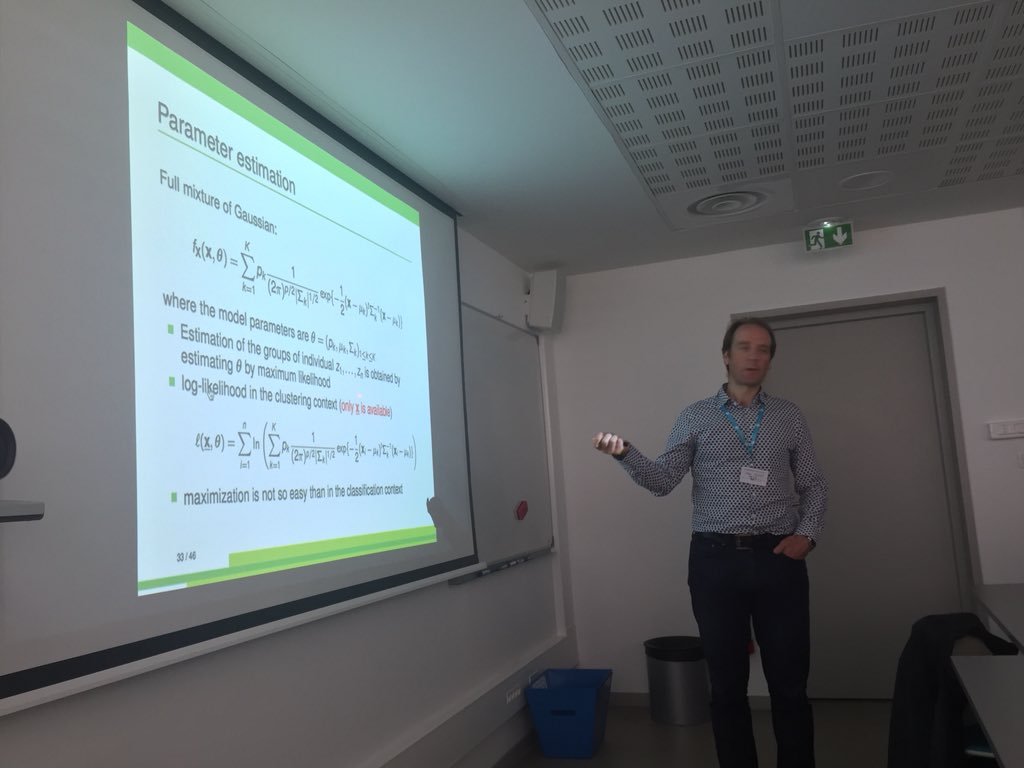 cbouveyron's tweet photo. #Statlearn18 day 3: #classification et #clustering de données de grande dimension par @jj_stat et @cbouveyron @uca_research @inria_sophia @ObsCoteAzur https://t.co/ZRoK2sBRni
